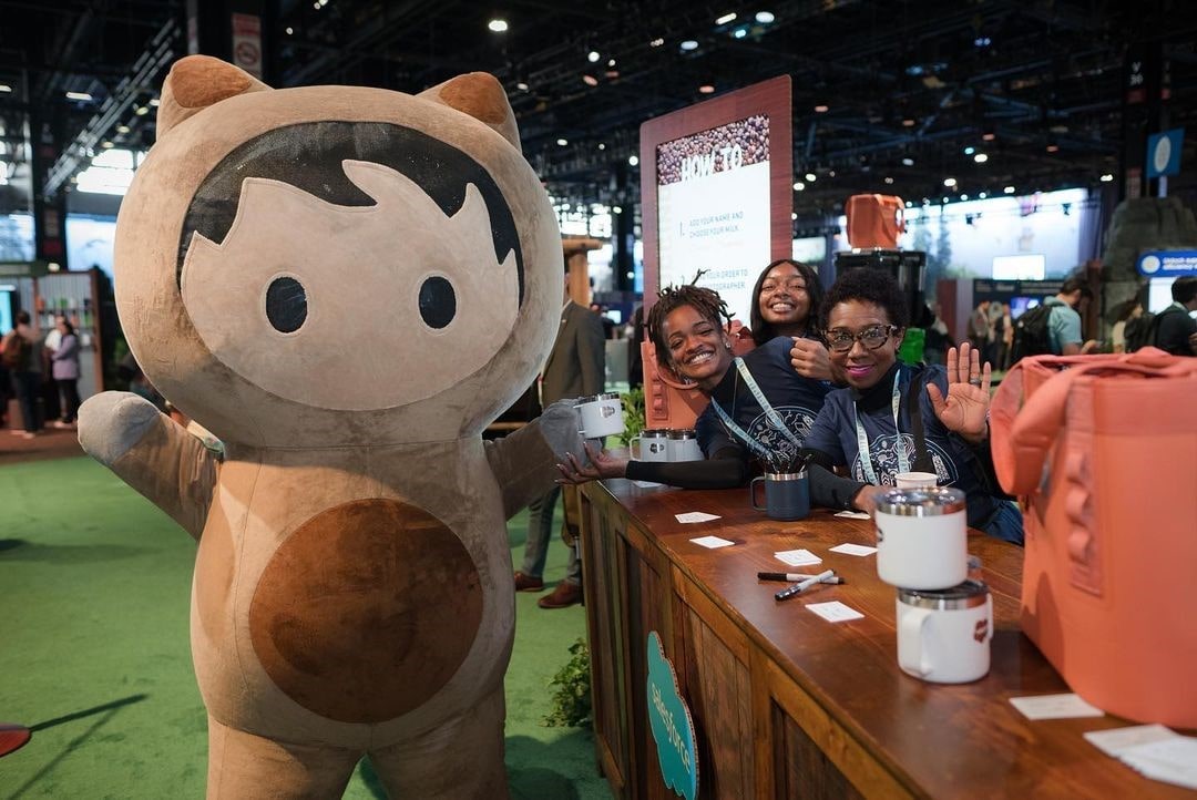 Image of Salesforce brand mascot "Astro" in a live event