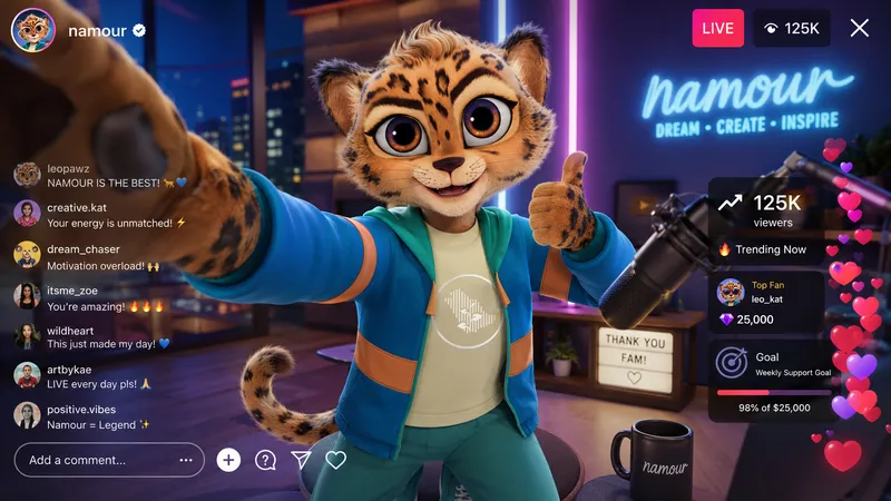Namour, the mascot of Saudi Green initiative in a live video