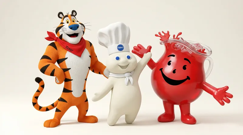Tony the Tiger, Pillsbury Doughboy and Kool-Aid Man , brand mascot examples from food and beverage industry 