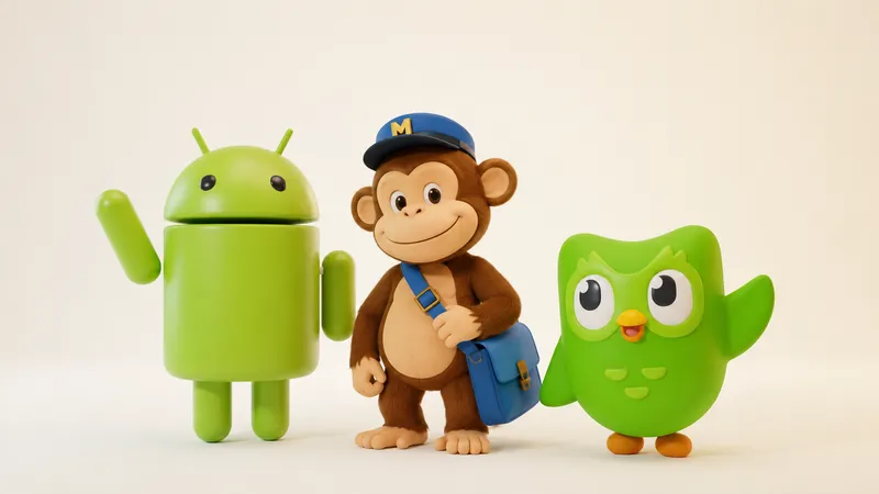 Bugdroid, Freddy and Duo, brand mascot examples from SaaS and tech industry 