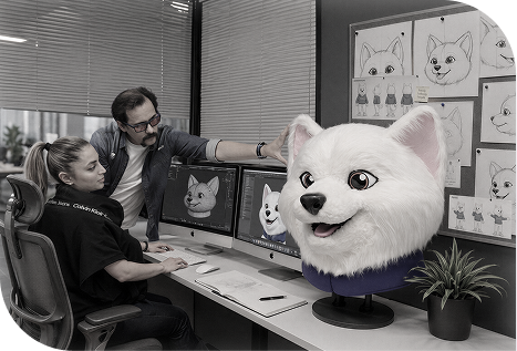 Designer discussing character model creation